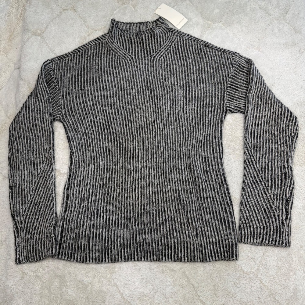 Thread & Supply Women S NWT Black Gray Ribbed Mock Neck Sweater Office Work Wear